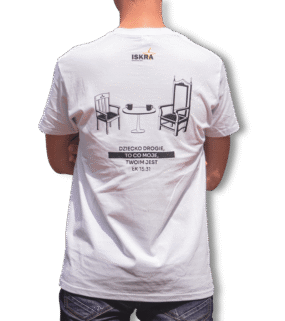 Koszulka ISKRA z cytatem - biała