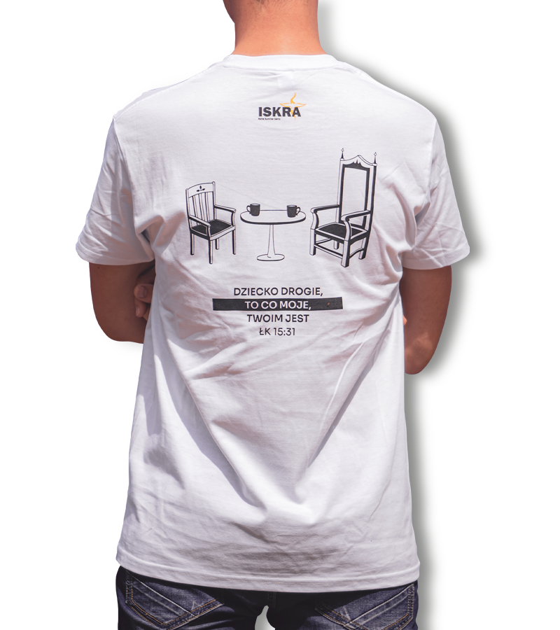 Koszulka ISKRA z cytatem - biała