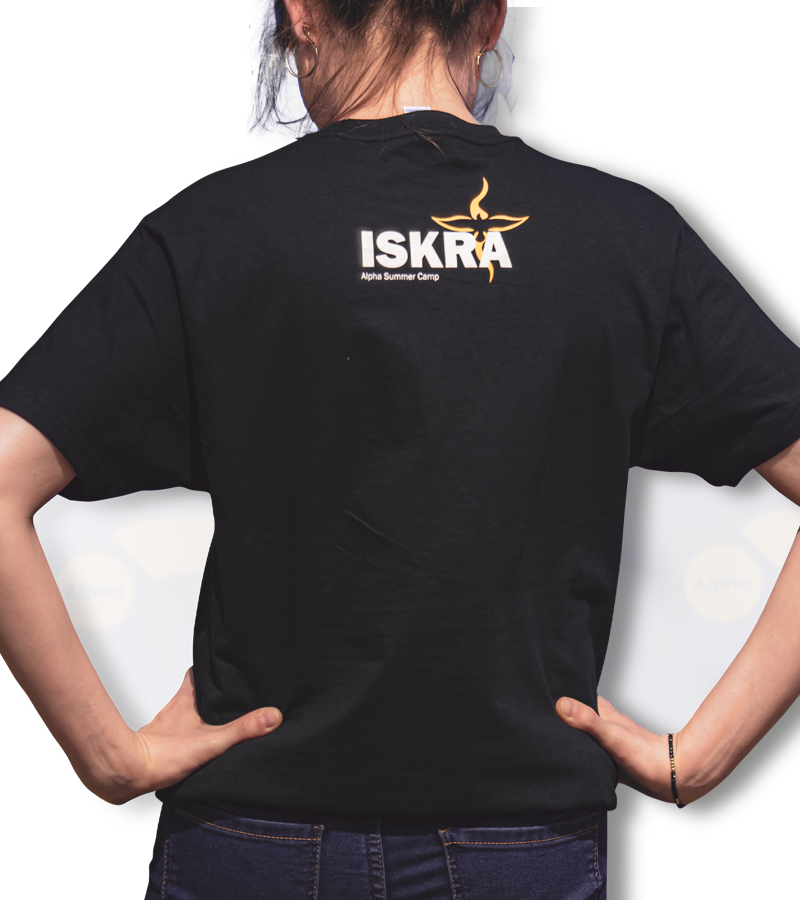 Koszulka z logo ISKRA i Alpha - czarna - obrazek 2